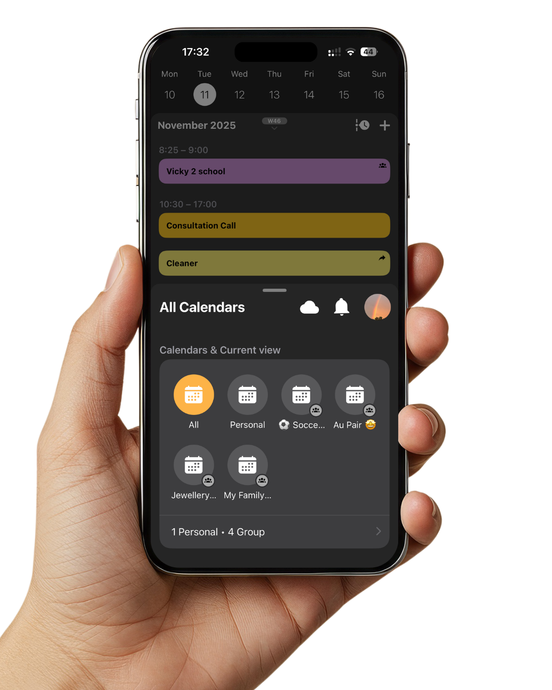 Gesynced family calendar app – calendar view